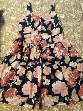 abercrombie kids Navy Floral Dress with Pink and Cream Blooms